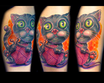 Tattoos - Josh Woods - cat knitting!!!!